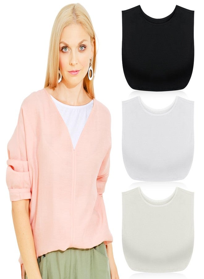 ShinyMatch 3 Pieces Fake Collars for Women Modesty Panels Crew Collar Neckline Cleavage Cover for Women Under Blouses Favors(White, Black, Skin Color) - Image 1